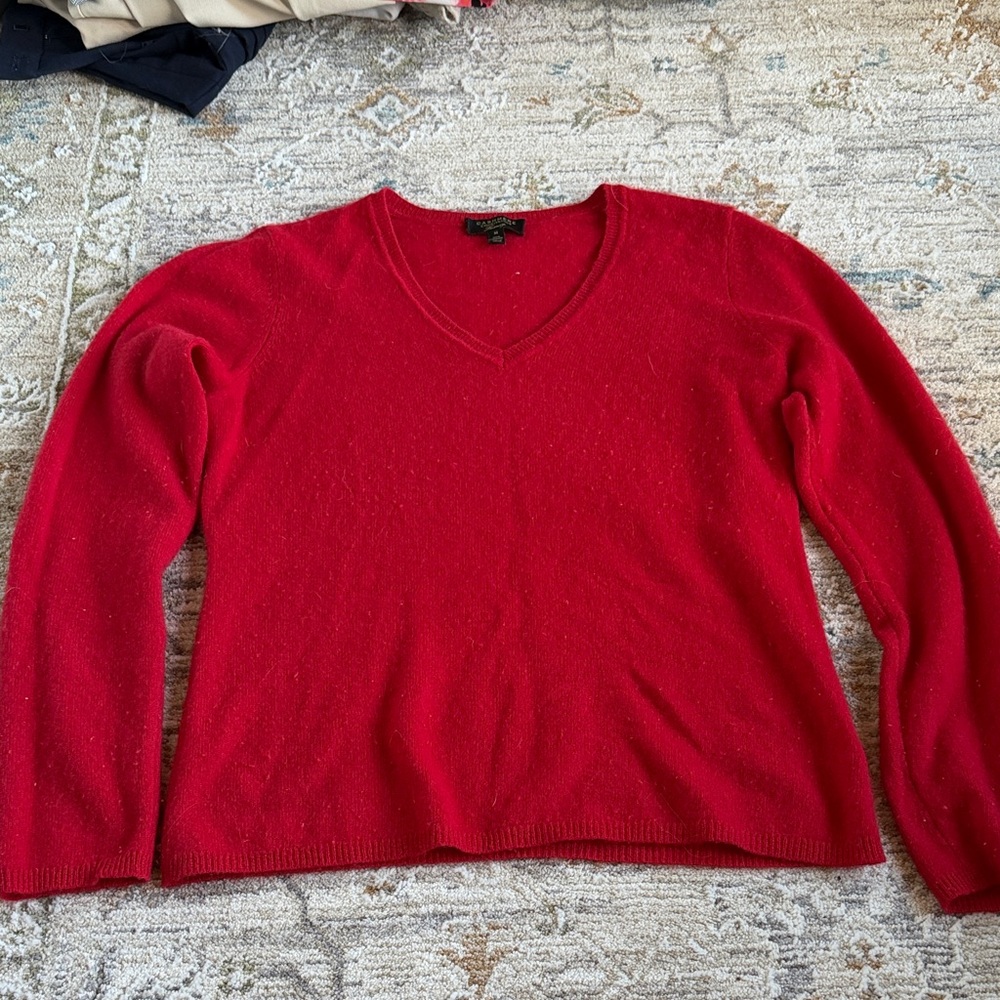 Cashmere Charter Club Red V-Neck Sweater